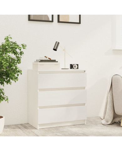 Table de chevet Blanc 60x36x64 cm Bois de pin massif | Mobilier & Déco