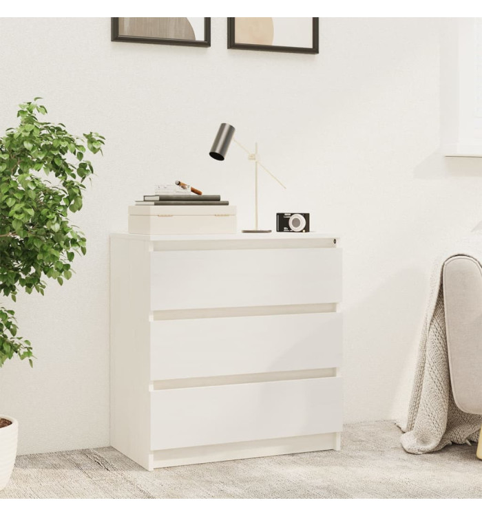 Table de chevet Blanc 60x36x64 cm Bois de pin massif | Mobilier & Déco