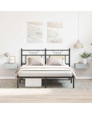 Tables de chevet flottantes 2 pcs Gris béton Bois d'ingénierie | Mobilier & Déco