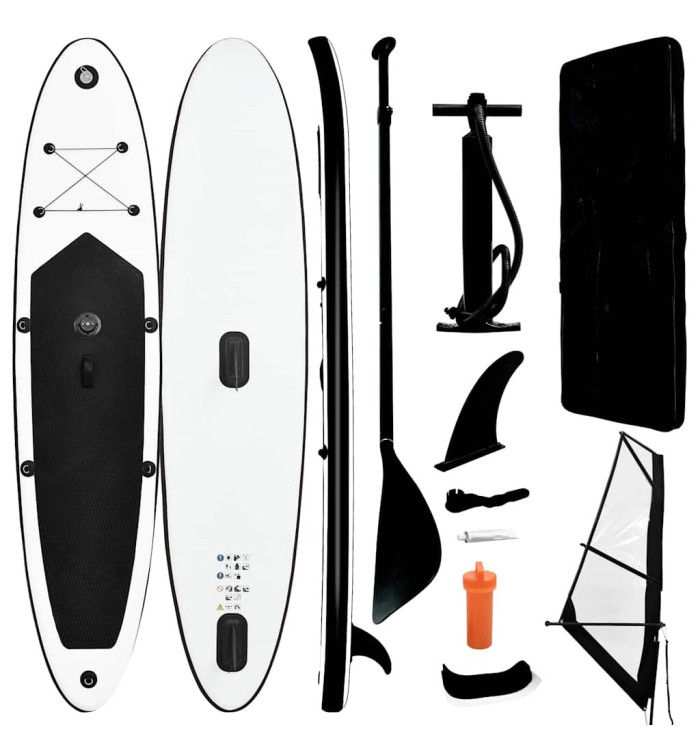 Ensemble de planche SUP gonflable avec voile Noir et blanc | Mobilier & Déco