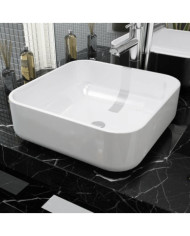Lavabo carré Céramique Blanc 39x39x13,5 cm | Mobilier & Déco