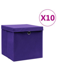Boîtes de rangement avec couvercles 10 pcs 28x28x28 cm Violet | Mobilier & Déco