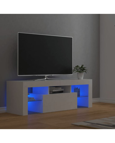 Meuble TV avec lumières LED Blanc 120x35x40 cm | Mobilier & Déco
