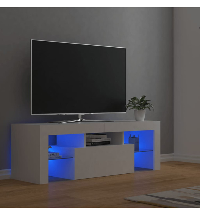 Meuble TV avec lumières LED Blanc 120x35x40 cm | Mobilier & Déco