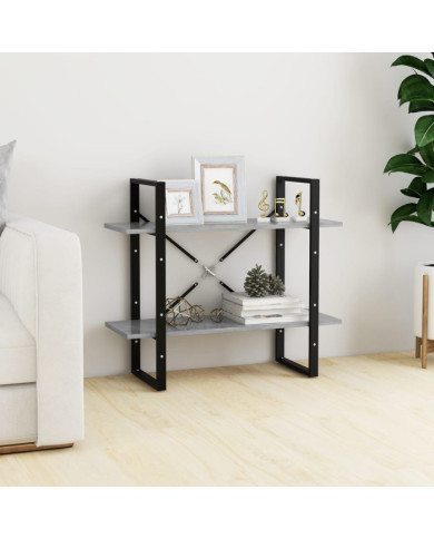 Bibliothèque à 2 niveaux Gris béton 80x30x70 cm bois ingénierie | Mobilier & Déco