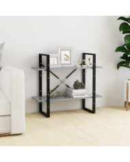 Bibliothèque à 2 niveaux Gris béton 80x30x70 cm bois ingénierie | Mobilier & Déco