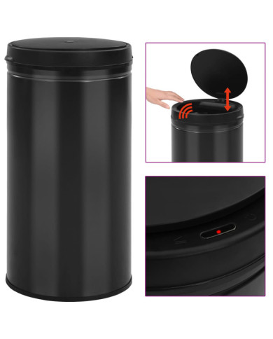 Poubelle à capteur automatique 60 L Acier au carbone Noir | Mobilier & Déco