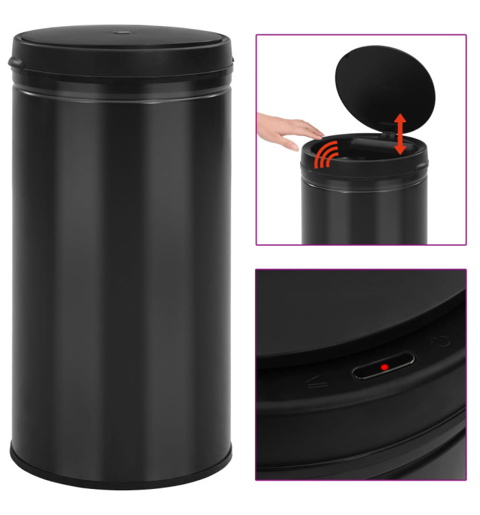 Poubelle à capteur automatique 60 L Acier au carbone Noir | Mobilier & Déco