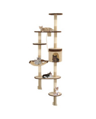 Arbre à chat en sisal Montage mural 194 cm Beige et marron | Mobilier & Déco