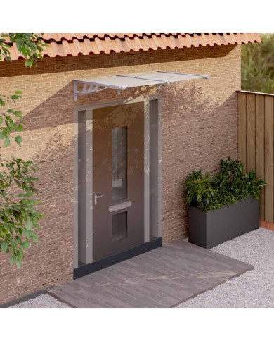 Auvent de porte Gris et transparent 152,5x90 cm Polycarbonate | Mobilier & Déco