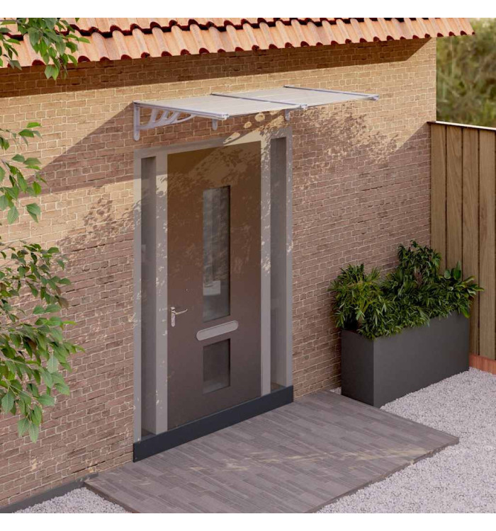 Auvent de porte Gris et transparent 152,5x90 cm Polycarbonate | Mobilier & Déco