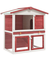 Clapier d'extérieur 3 portes Rouge Bois | Mobilier & Déco