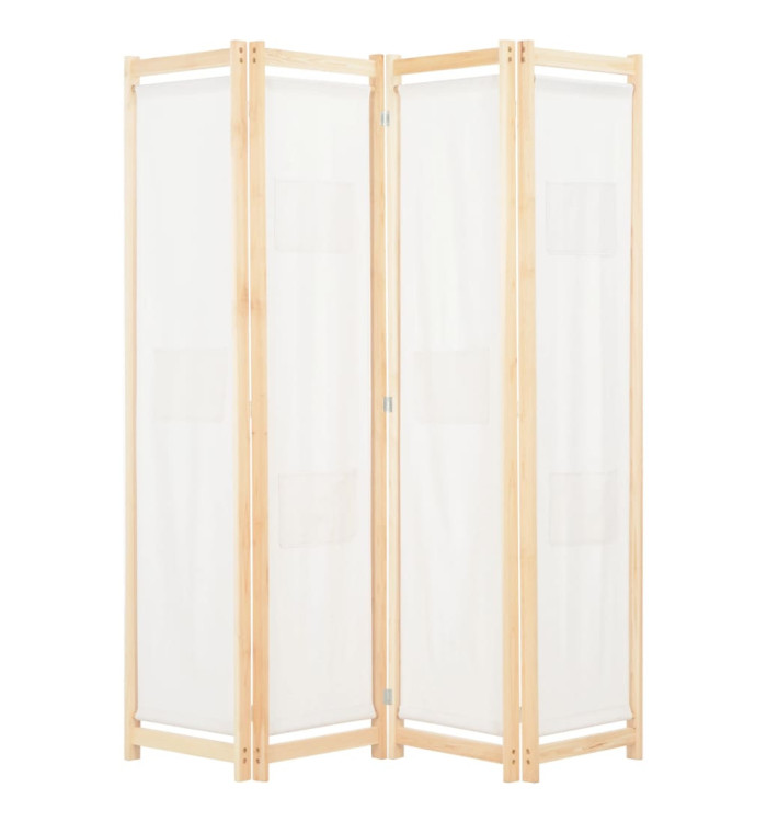 Cloison de séparation 4 panneaux Crème 160x170x4 cm Tissu | Mobilier & Déco