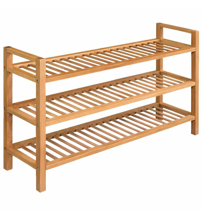 Étagère à chaussures avec 3 étagères 100x27x60 cm Chêne massif | Mobilier & Déco