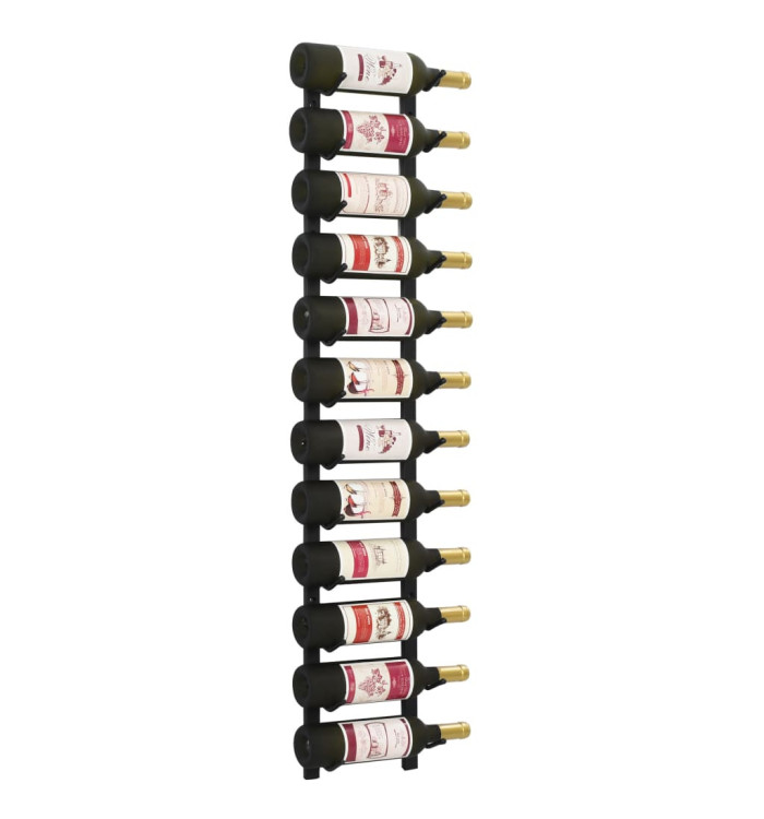 Casier à bouteilles mural pour 12 bouteilles Noir Fer | Mobilier & Déco