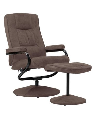 Fauteuil TV avec repose-pied Marron Similicuir daim | Mobilier & Déco