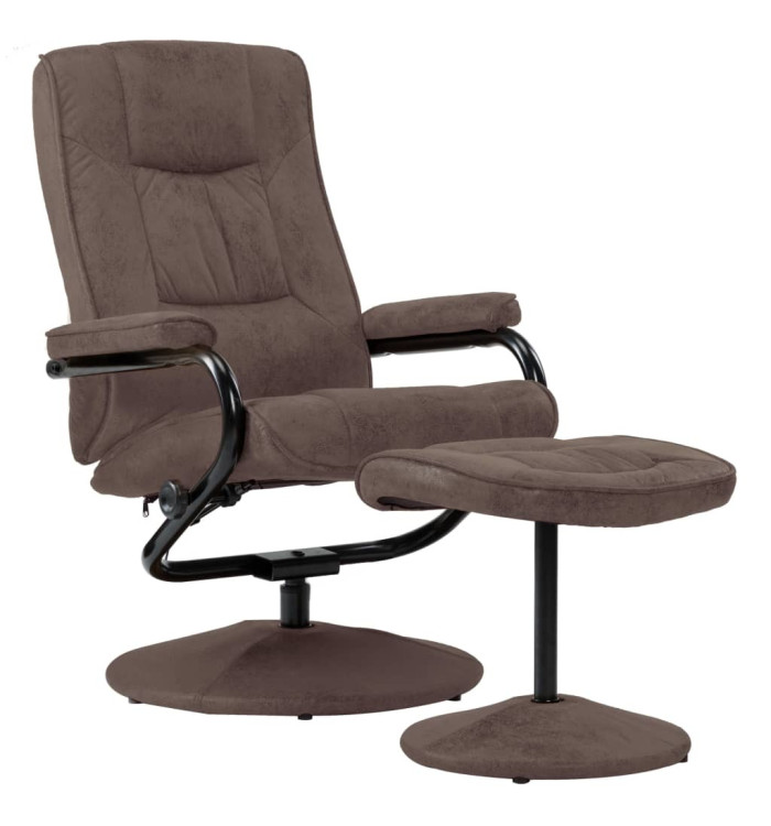 Fauteuil TV avec repose-pied Marron Similicuir daim | Mobilier & Déco