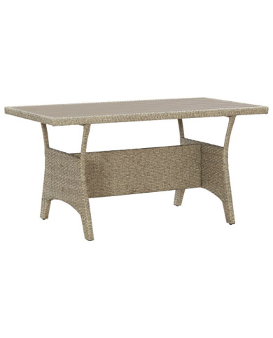 Table de jardin Gris 130x70x66 cm Résine tressée | Mobilier & Déco