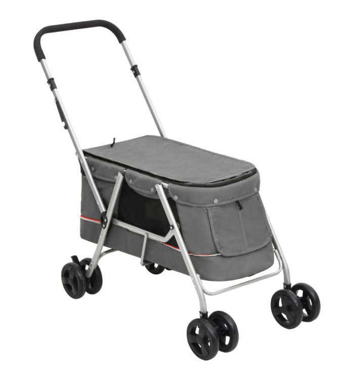 Poussette pour chien pliante Gris 100x49x96 cm Tissu de lin | Mobilier & Déco
