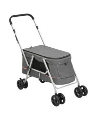 Poussette pour chien pliante Gris 100x49x96 cm Tissu de lin | Mobilier & Déco