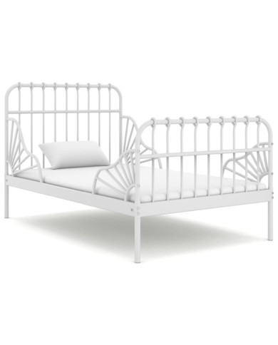 Cadre de lit extensible sans matelas blanc métal 80x130/200 cm | Mobilier & Déco