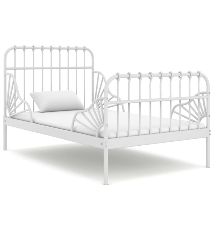 Cadre de lit extensible sans matelas blanc métal 80x130/200 cm | Mobilier & Déco
