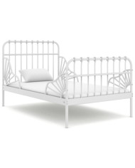 Cadre de lit extensible sans matelas blanc métal 80x130/200 cm | Mobilier & Déco