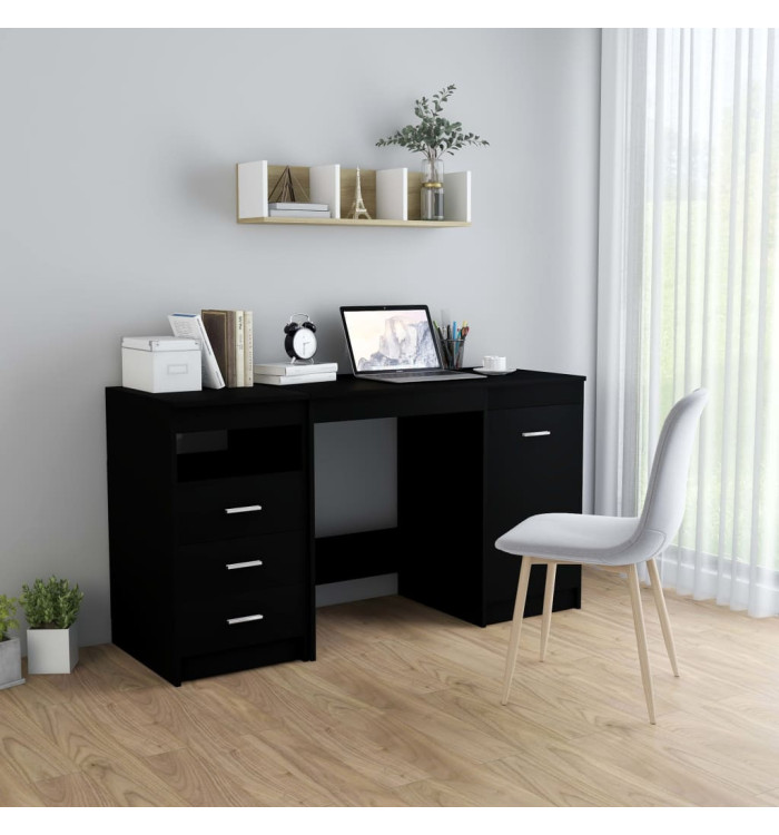 Bureau Noir 140x50x76 cm Bois d’ingénierie | Mobilier & Déco