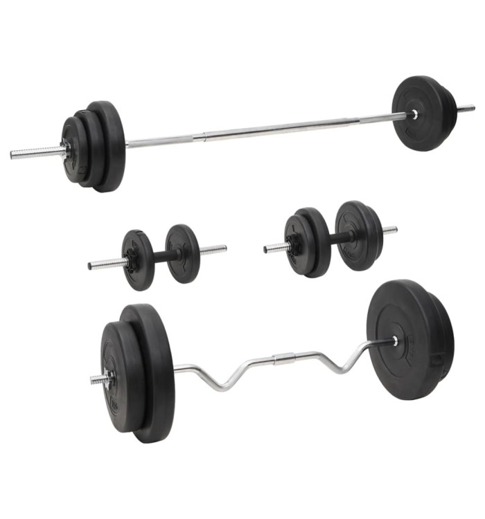 Ensemble d'haltères et de barres avec plaques 90 kg | Mobilier & Déco