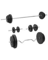 Ensemble d'haltères et de barres avec plaques 90 kg | Mobilier & Déco