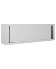 Armoire de cuisine avec portes coulissantes 150x40x50 cm Inox | Mobilier & Déco