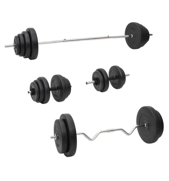 Ensemble d'haltères et de barres avec plaques 120 kg | Mobilier & Déco