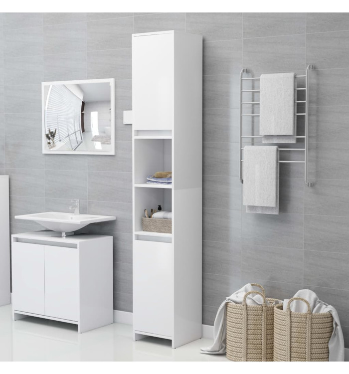 Armoire de salle de bain Blanc 30x30x183,5 cm Bois d'ingénierie | Mobilier & Déco