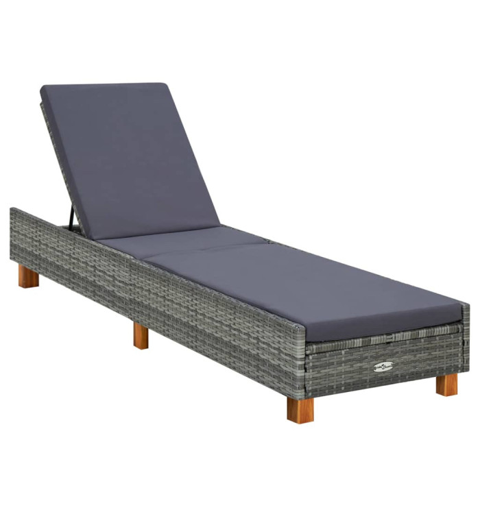 Transat avec coussin Résine tressée Gris | Mobilier & Déco