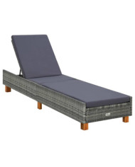 Transat avec coussin Résine tressée Gris | Mobilier & Déco