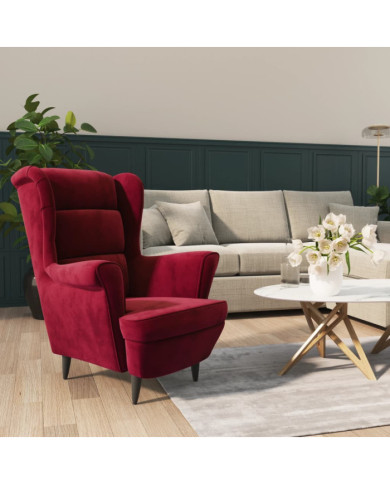 Fauteuil rouge bordeaux velours | Mobilier & Déco