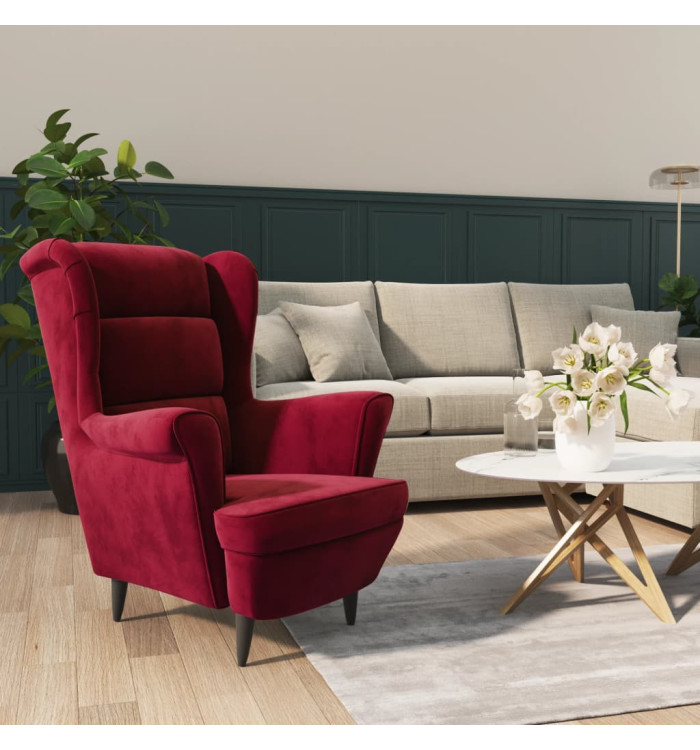 Fauteuil rouge bordeaux velours | Mobilier & Déco