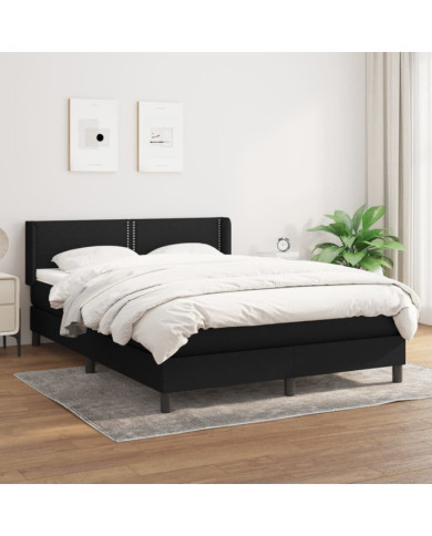 Sommier à lattes de lit avec matelas Noir 140x190 cm Tissu | Mobilier & Déco