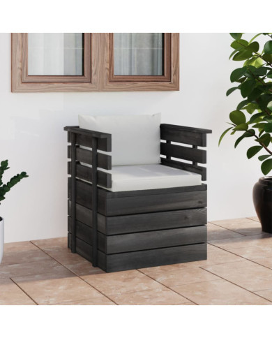 Fauteuil de jardin avec coussins Bois de pin | Mobilier & Déco