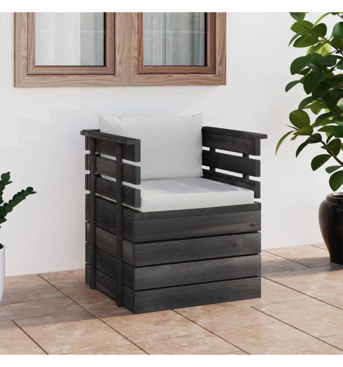 Fauteuil de jardin avec coussins Bois de pin | Mobilier & Déco