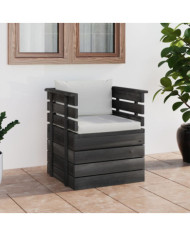 Fauteuil de jardin avec coussins Bois de pin | Mobilier & Déco