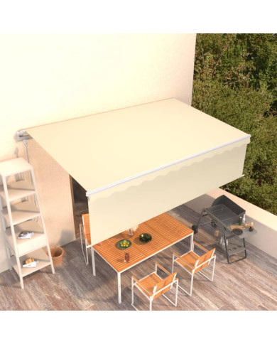 Auvent rétractable automatique avec store 5x3 m Crème | Mobilier & Déco
