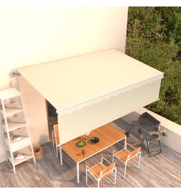 Auvent rétractable automatique avec store 5x3 m Crème | Mobilier & Déco