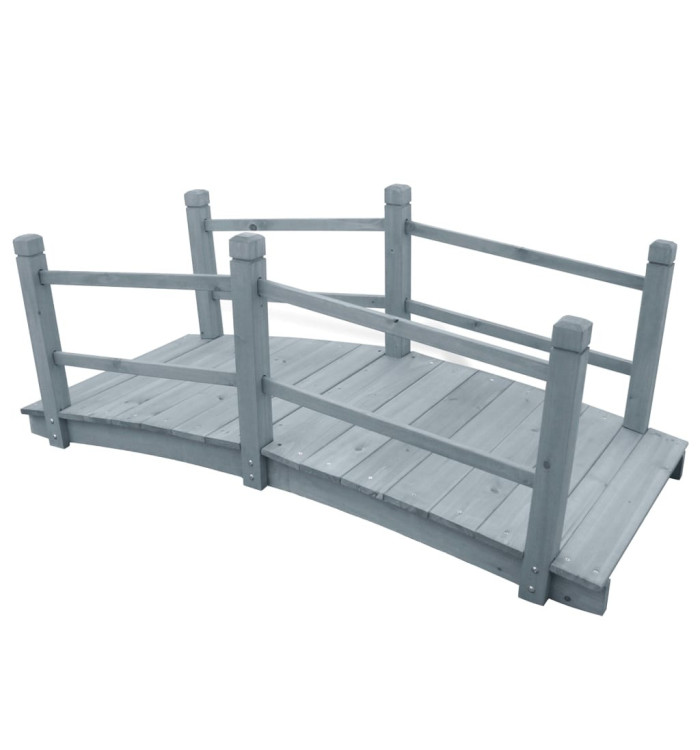 Pont de jardin Gris 140x60x56 cm Bois de sapin massif | Mobilier & Déco