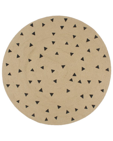 Tapis fait à la main Jute avec imprimé à triangles 150 cm | Mobilier & Déco