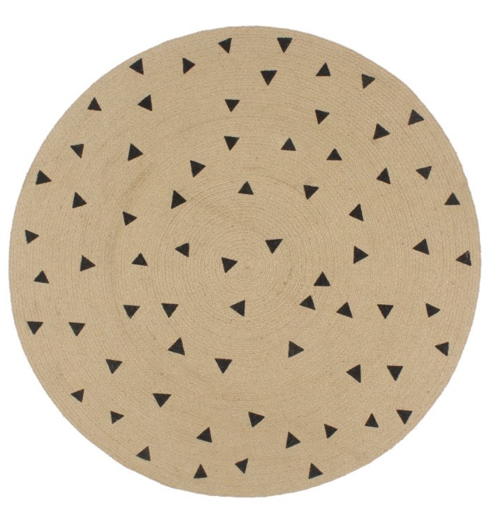 Tapis fait à la main Jute avec imprimé à triangles 150 cm | Mobilier & Déco