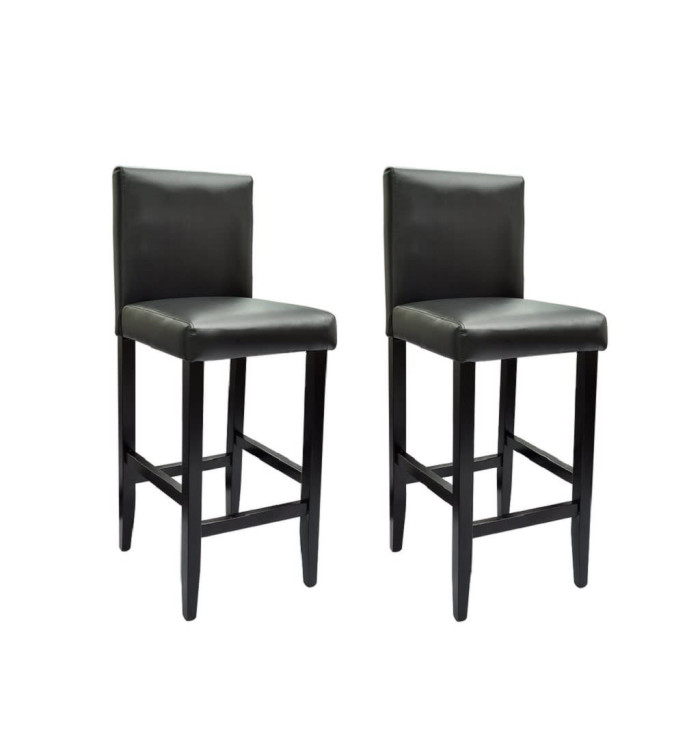 Tabourets de bar lot de 2 noir similicuir | Mobilier & Déco