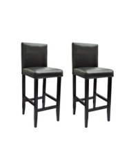 Tabourets de bar lot de 2 noir similicuir | Mobilier & Déco