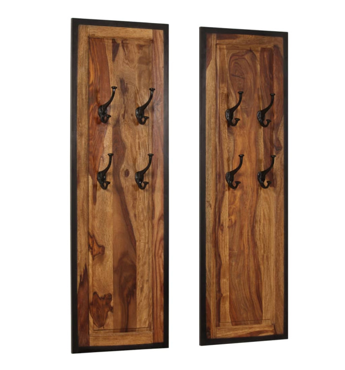 Portemanteaux 2 pcs Bois solide de Sesham | Mobilier & Déco