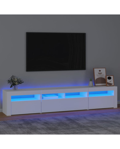 Meuble TV avec lumières LED Blanc 210x35x40 cm | Mobilier & Déco